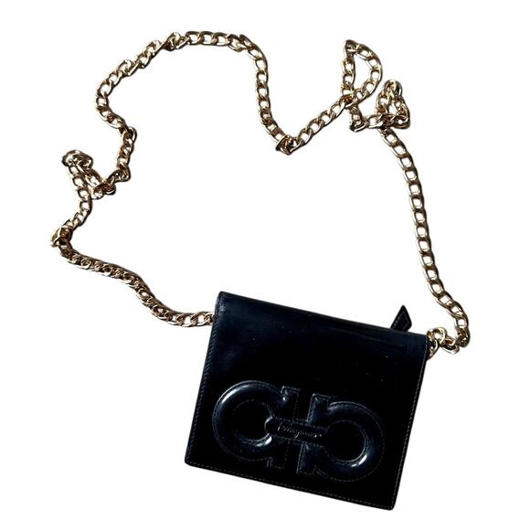 Ferragamo Bi-fold Wallet -  Double Gancini Enamel Black - Picture 8 of 16